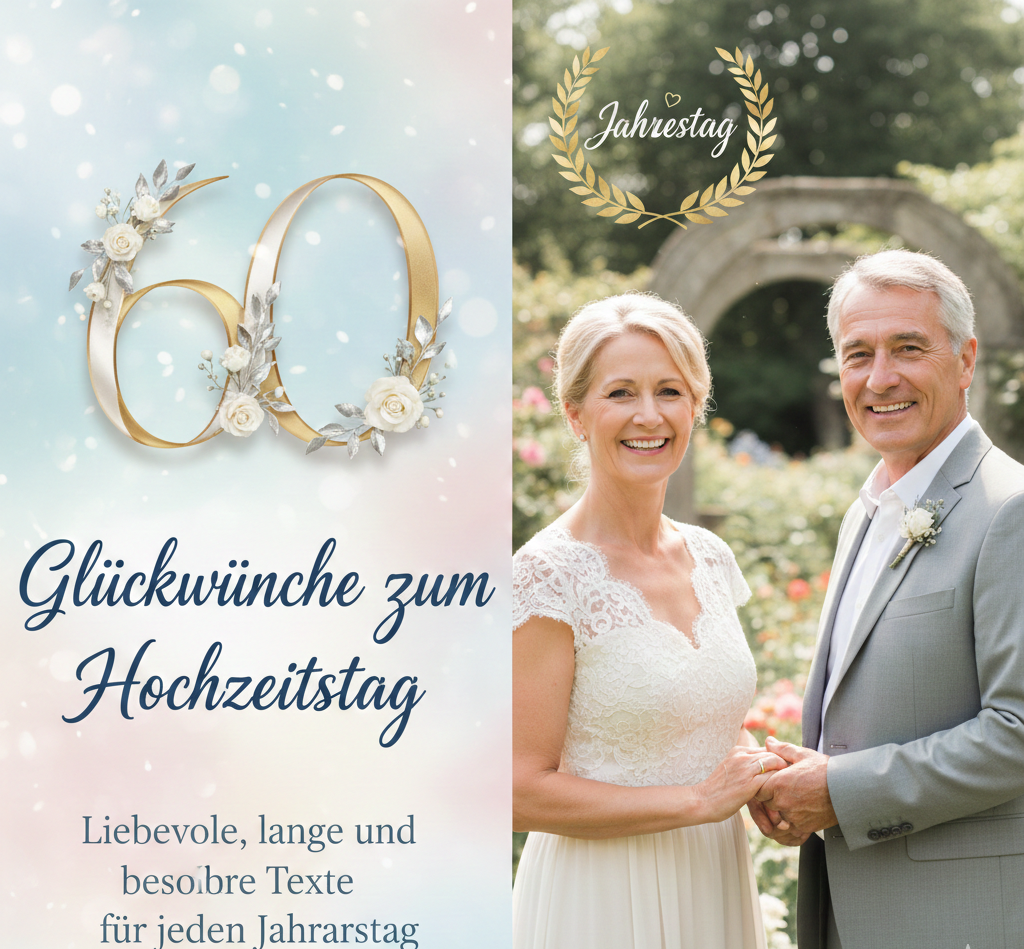 60 Glückwünsche zum Hochzeitstag